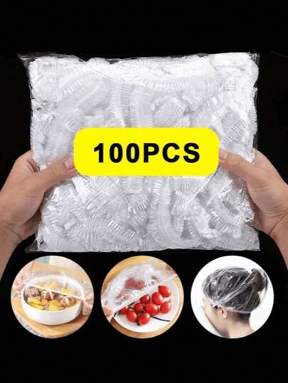 50/100/200pcs Reusable Elastic Food Storage Covers - Transparent Stretch Plastic Wrap, Suitable For Leftovers, Fruits & Vegetables, Great For Kitchen, Fridge And Countertop Storage, Also Can Be Used For Wedding, Christmas, Birthday Decoration And Gifts