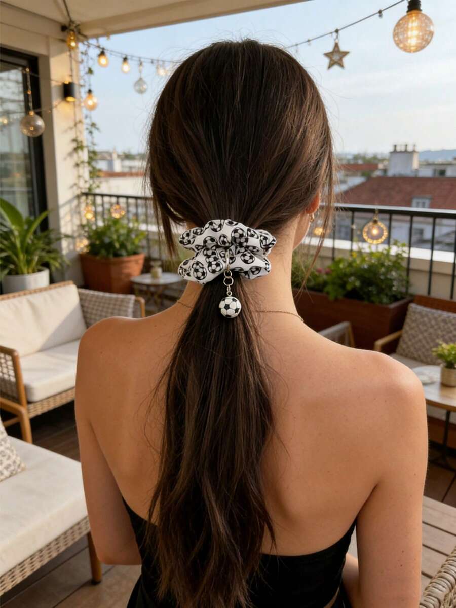 1 chiếc dây buộc tóc in hình quả bóng đá độc đáo, mặt dây chuyền trang trí hình quả bóng đá sáng tạo, quà tặng trang sức cá nhân hóa thời trang phù hợp cho sử dụng hàng ngày, tiệc tùng, ngày lễ, trang phục thường ngày và du lịch của phụ nữ, phụ kiện du lịch, dây buộc tóc, dây chun buộc tóc, dây buộc tóc, lễ hội, tiệc tùng. - Nhiều màu - Xem 1