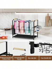 Water Bottle Organizer Drying Rack For 40 Oz Tumbler With Handle, Multifunctional Cup Storage Holder Compatible With , ,  And Other Brands, 8 Slots (Patented) - Conventional - View 5