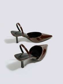 Giày cao gót mũi nhọn thời trang dành cho nữ, đa năng, phù hợp mang hàng ngày. - màu nâu - Xem 5