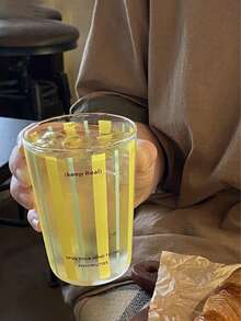 1个ins风小清新蓝条纹玻璃家用耐热透明水杯小众复古咖啡杯牛奶杯 - 彩色 - 查看 3