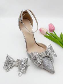 2pcs New Detachable Multi-Color Rhinestone Butterfly Shoe Clips, DIY Versatile Bow Decor, Polyester Butterfly Accessories Suitable For High Heels, Flats, Sandals, Women's Fashion Shoes - Multicolor - View 7