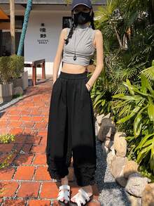 Women Pants - 黑色的 - 查看 7