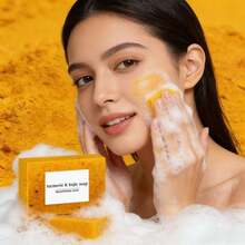 2 piezas de jabón natural de cúrcuma y ácido láctico con esponja, limpieza profunda y humectación para rostro y Body, apto para todos los tonos de piel clara - Jabón de cúrcuma - Ver 10