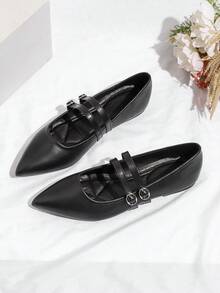 女士玛丽珍平底鞋 - 黑色 - 查看 2