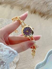 1pc Gold Square Bracelet Women's Quartz Watch Exquisite Compact And Fashionable Suitable For Daily Matching Birthday/Graduation Gifts Casual - Gold - View 2