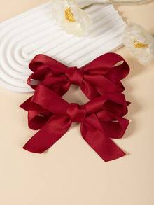 1/2pcs Fresh & Sweet Double-Layer Ribbon Bow Hair Clips, Ponytail Friendly Princess Hair Accessories Suitable For Party & Daily Wear - Multicolor - View 12