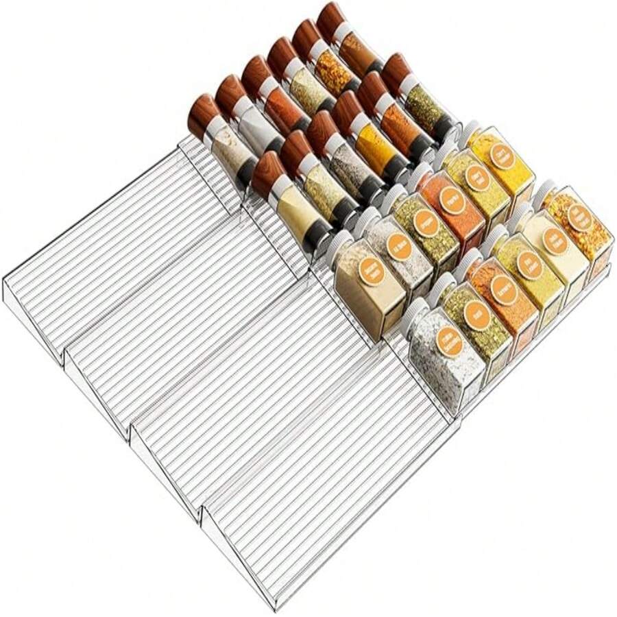 4pcs/8pcs Acrylic Spice Rack, Spice Organizer Suitable For Drawers, Multi-Purpose Spice Jar Rack For Kitchen Countertop, Expandable Tilted Spice Tray, Fits Cabinets, Drawers, Makeup Organizer - Space Saving - Multicolor - View 1