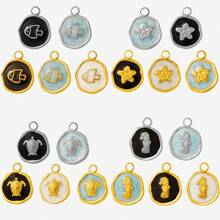 1pc/5pcs Cute & Fashionable Minimalist 304 Stainless Steel Vacuum Electroplated Drip Oil Ocean Series Jewelry Pendant Charm, Suitable For Bag Decoration, Handmade DIY Jewelry Making Necklace Bracelet Earring Accessories - S2086 - View 10
