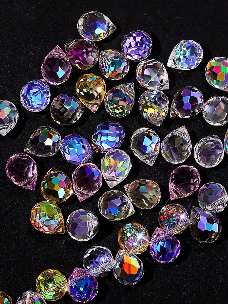 10 pièces de perles de cristal de verre facetté brillant de 10 mm x 8 mm en forme de fraise pour bracelet, boucle d'oreille, accessoires de DIY en cristal - cristal - Voir 1