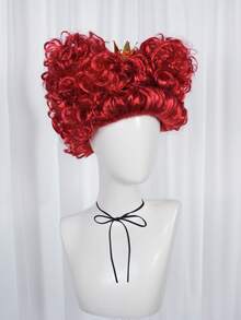 Women's Red Curly Short Beehive Wig With Crown, Heat-Resistant Synthetic Hair Wig Suitable For Halloween Costume Party - Red - View 4