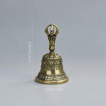 جرس عيد الميلاد المنحوت من النحاس الأصفر مع مقبض، جرس يد شفائي من النحاس الأصفر، ديكور جرس من النحاس، صوت رنين واضح، زينة معدنية لأعياد الميلاد، مناسب لاستخدام الجرس المهدئ والشفائي، حرفة جرس أسلوب قديم منحوت - متعدد الألوان - مشاهدة 4