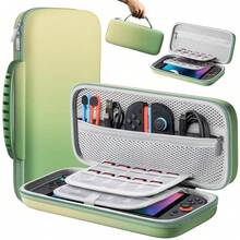Estuche rígido compatible con Switch 2 2025, bolsa protectora de viaje para consola portátil de 7.9 pulgadas, estuche de almacenamiento con carcasa de nailon duradera y bolsillo para accesorios, estuche organizador de juegos portátil, verde - Ver 1