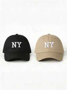 1pc Embroidered New York Washed Baseball Cap, Solid Color Curved Brim Baseball Hat, Adjustable Outdoor Casual Cap, Suitable For Spring And Summer Daily Wear,Beach,Vacation - NY - View 15