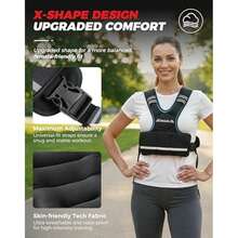 BAGAIL Adjustable Weighted Vest 4-10lb/12-18lb/20-32lb, Comfortable X-Shape & U-Neck Weight Vest For Women And Men Walking With 6 Removable Weights, Large Pocket And Reflective Strips - 4-10 LB-Blue - 查看 3