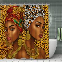 1/2 Set Of African-Themed Beauty Bath Curtain Set, Golden-Brown Portrait Bathroom Decor, Includes A Floor Mat, U-Shaped Cushion, Toilet Lid Cover, And 12 Hooks. 70.87 X 70.87 Inches Bath Curtain. Home Decor, Bathroom Accessories. - A - View 4