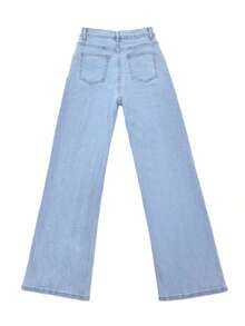 Vintage Blue Loose Wide-Leg Jeans For Women, New Loose Fit Straight Leg Pants, Suitable For Holidays, Festivals, Denim Outfits, Jeans, Trousers, Outings, Women's Jeans, Women's Denim Outfits, Women's Jeans, Bottoms Casual Spring - 淺色水洗 2 - 查看 7
