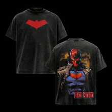 Red Hood V7 Print Acid Washed Cotton T-Shirt, Vintage Graphic T-Shirt Washed For Fans Super Hero DC Movie, Design Top Cotton Streetwear Comic Superheroes T-Shirt Clothes Menswear Womenswear, T-Shirt Unisex Hot 2025summer Outfits For Womenmens Clothes - 黑色 - 查看 5