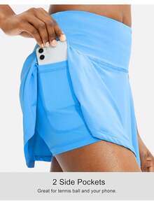 Pleated Tennis Skirt For Women With 4 Pockets Women's High Waisted Athletic Golf Skorts Skirts For Running Casual, Lightweight Athletic Golf Skorts Skirts - Xanh da trời - Xem 5