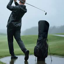 FINGER TEN Golf Bag Rain Cover 1 Pack For Stand & Cart Bags, Universal Fit Top Cover With Adjustable Hood For All-Weather Protection, Waterproof Dustproof Protector For Outdoor Use - Black - View 7