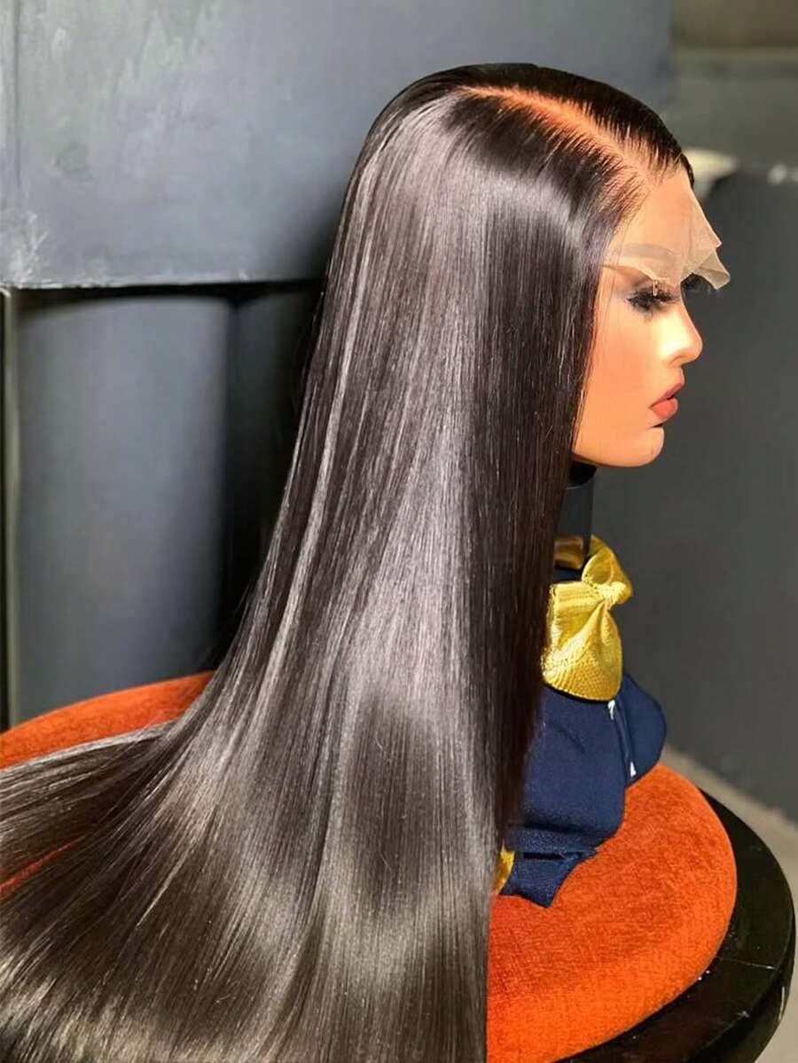 Uveous 13x4 Lace Front Wigs Human Hair 30 40 Inch Straight HD Transparent Lace Front Wigs Human Hair Pre Plucked Natural Color 200 Density With Baby Hair For Women - 黑色 - 查看 1