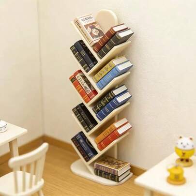 1:12 Dollhouse Miniature Tree-Shaped Bookshelf Decor, Farm House Scene Model, Tiny Realistic Shelving Accessory, Doll House Rural Props, 3 Color Options, Rustic Style Desktop Decor, Miniature Scene Building Accessory, Photography Background, DIY Shooting Prop, Miniature Model Scenery