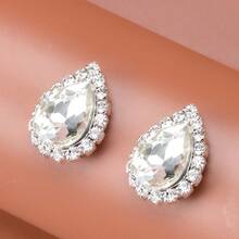 1 Pair Vintage Water Drop Crystal Rhinestone Earrings, For Women - Baby Blue - View 6