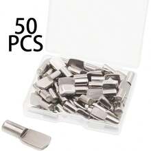 Chốt kệ, 50 chiếc chốt kệ kèm hộp đựng, chốt đỡ kệ 5mm, chốt kệ mạ niken cho tủ bếp, giá đỡ kệ sách, kệ tủ, đồ nội thất, kệ đựng đồ. - 50 cái - Xem 1