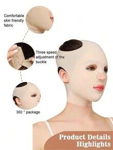 Återanvändbar och andningsbar sovmask med hel ansiktslyftning, lyftrem för kind och haka - Aprikos - Visa 3