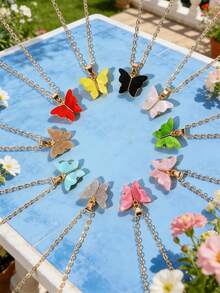10pcs Assorted Color Butterfly Alloy Necklace Set For Women - Multicolor - View 11
