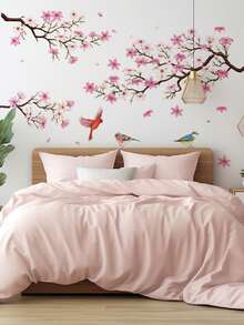 1 Set 2D Sakura Swallow Wall Stickers, Versatile Stickers For Spring, Sakura Branches, Graceful Swallows, High Cost-Performance Wall Decals, Spring 2026, Sakura Tree Wall Stickers (Including Birds & Butterflies), 1 Set Large Floral Vine Wall Stickers, Suitable For Bedroom Headboard, Living Room Backdrop, Study, Shop Windows And Other Scenarios - Cherry Blossom Stickers - View 10