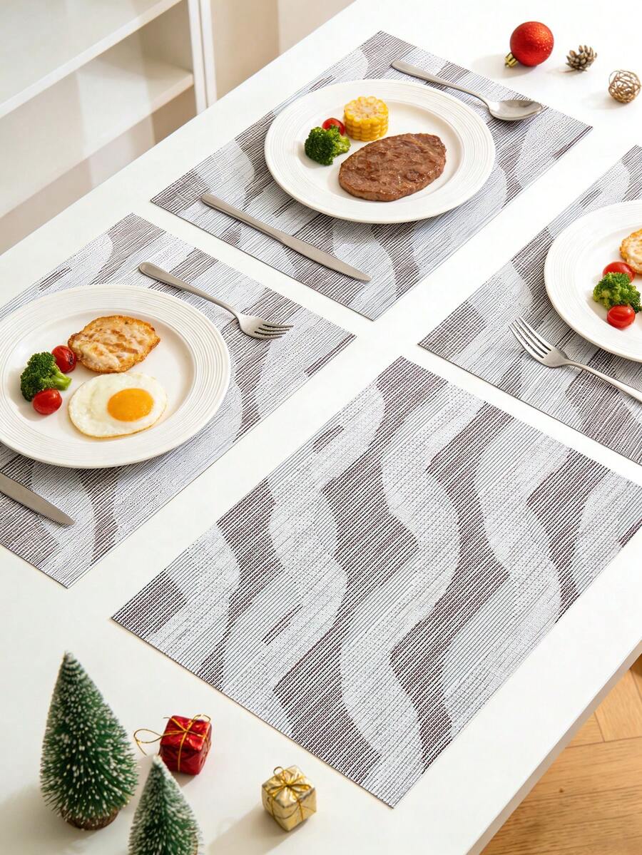 1/120pcs Minimalist Woven Placemats, Rectangular High-End Luxury Non-Slip Waterproof PVC Material Durable Dining Table Mats, Wipeable Heat-Resistant Coasters, Easy To Clean Quality Tableware Mats, Suitable For Dining Table, Kitchen Countertop, Indoor/Outdoor, Ideal For Holidays, Parties, Gatherings, Birthdays, Weddings, Gifts, Dinners, Outdoor, Picnics - Multicolor - View 1