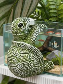 Decoração de Tartaruga Rastejante, Escultura Fofa de Tartaruga para Aquário, Decoração de Paisagem para Tanque de Peixes, Adequada para Casa, Escritório, Aquário, Decoração de Mundo Subaquático para Tanque de Peixes, Adequada para Paisagismo de Aquário, Tanques de Água Doce e Salgada, Acessórios de Decoração para Aquário de Mesa - A - Visão 5
