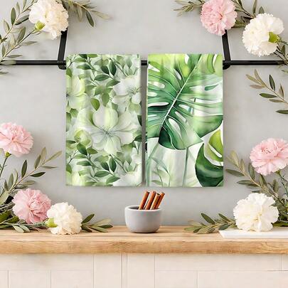 2/4/6pcs Watercolor Camellia/Magnolia Flower Pattern Dish Towels, Super Absorbent Microfiber Modern Cleaning Cloths, Cooking And Baking Tea Towels, Dish Rags, Kitchen Decor, Gifts For Neighbors, Mothers, Birthdays, Housewarming For Friends, Kitchen Essentials, Daily Necessities