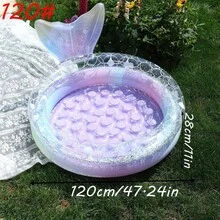 Piscina inflable redonda para bebés, piscina inflable portátil de sirena para niños pequeños, piscina inflable para interiores y exteriores para niños pequeños, adecuada para bebés/niñas/niños - Morado Violeta - Ver 9