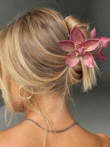 1pc Dual-Tone Orchid Flower Hair Clip, Artificial Flower Hair Accessory, Elegant For Updo Hairstyles, Weddings And Formal Events Summer Outfits Beach Claw Clips Vacay Hair Clips Beach Hair Claws - Multicolor - View 13
