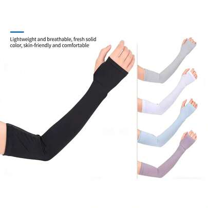 6pcs/Set Ice Silk UV Protection Arm Sleeves - Breathable Sports Driving Outdoor Arm Warmers, White Gloves Arm Sleeves, Autumn Accessories, Black Arm Sleeves Gift For Men