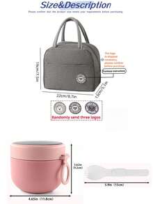 5 pièces Ensemble de boîte à lunch avec cuillère, boîte hermétique rotative anti-fuite, tasse à avoine portable, boîte à lunch ronde, bol à salade de fruits, boîte à bento pour micro-ondes, convient aux étudiants et aux travailleurs de bureau - Rose bonbon - Voir 10