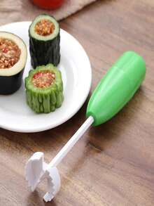 四合一多功能果蔬去核器套装，包含高强度塑料手柄和可更换螺丝头，采用ABS材质，适用于西葫芦、黄瓜、苹果、梨等果蔬——厨房工具配件 - 彩色 - 查看 6