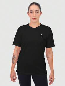 Kit Of 2 Women's Dry Short Sleeve T-Shirts For Basic Gym Workout - Negro/Turquesa - Ver 2