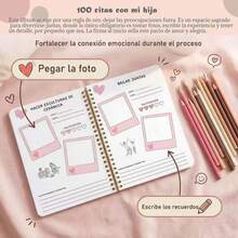 1pc Mother's Day Gift, 100 CITAS Con Mi Hija, Mother Daughter Memory Journal - A - View 3