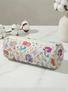 1pc Mermaid Sunflower Wild Floralncil Case, Zipper Large Capacity Stationery Storage Pouch For Female Students School Daily Study - Multicolor - View 4