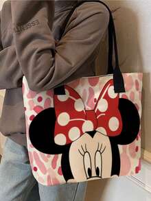 1pc Disney Mickey Mouse Shoulder Bag, Minnie Mouse Canvas Tote Bag, New Cartoon Theme Canvas Bag, Creative Anime Style, Cute Cartoon, Large Capacity Shoulder Bag, Perfect Birthday/Party Gift, Super Spacious Shoulder Tote, Shopping Bag, Travel Bag, Beach Bag, Laptop Bag, Laptop Case, School Handbag, Stationery Storage, Girls Backpack, Canvas Bag - Multicolor - View 3