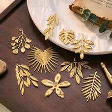 1pc Stainless Steel Fashionable Ginkgo Leaf Leaf And Flower-Shaped Pendants Necklace Earring DIY Jewelry Making Accessories Suitable For Women's Wear - Pendants - View 3