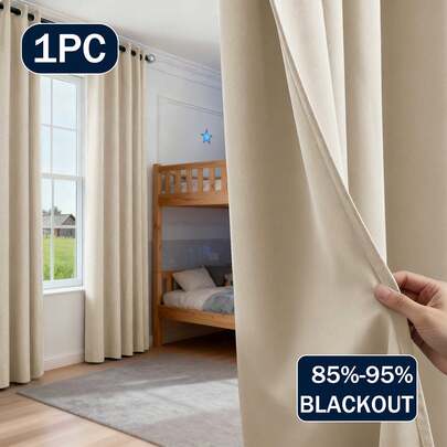 1pc/2pcs Classic Style Blackout Partition Curtain - Sound Isolating Privacy Grommet Top Panel - High Precision Plain Weave Polyester For Bedroom Patio Door - All-Season Uncorded Pastoral Theme Curtain,Curtains For Bedroom And Living Room