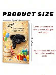 1 chiếc thiệp chúc mừng sinh nhật hình chú chó Poodle đáng yêu. Bao gồm phong bì, giấy mỹ thuật cao cấp. Hình chú chó Poodle đen dễ thương và các yếu tố trang trí tiệc sinh nhật. Hoàn hảo cho sinh nhật của những người yêu chó – Chiếc thiệp vui tươi lý tưởng (12cm/4.7in X 17cm/6.7in) - phong bì màu nâu - Xem 2
