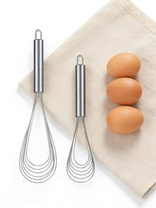 Bộ 2/3 que đánh trứng phẳng bằng thép không gỉ, kích thước 8 inch, 10 inch và 12 inch, que đánh trứng phẳng 6 dây bằng thép không gỉ, thích hợp để nấu nướng, trộn và đánh bông. - Nhiều màu - Xem 10