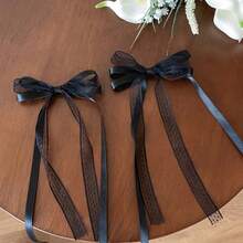 2/1pc Sweet Lace Bow Hair Clips, Twin Ponytail Hair Clips, Ballet Style Ribbon Bow Hair Accessories, Women's Daily Wear Hair Clips - Multicolor - View 9