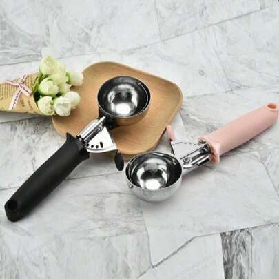 1 pieza Cuchara para helado de acero inoxidable - Cuchara para masa con liberación de gatillo moderna - Cuchara para sandía reutilizable apta para hornear, fiestas, bodas, restaurantes, hogar, utensilios de cocina, artículo esencial para dormitorio
