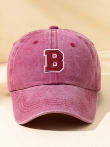 MAKEFGE 1 pieza Gorra de béisbol negra de estilo minimalista retro, cómoda y suave, con bordado de letra B, ajustable, adecuada para uso diario, playa, camping, regalo, verano, vacaciones, festivales, viajes - parche B - Ver 5